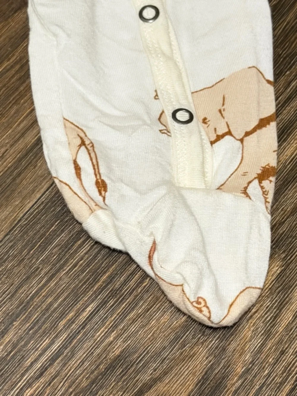 Milkbarn Cream Footed One-Piece with Peach Elephant Print